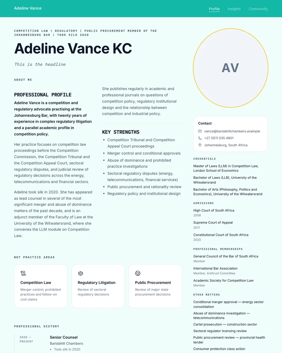 The Forum template: a discursive layout centred on published articles.